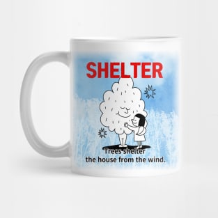 shelter ,Trees shelter  the house from the wind. Mug